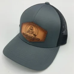 Cowlitz River Rigging Gray & Black CRR Logo Leather Patch Hat Rugged Work Wear