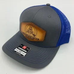 Cowlitz River Rigging Gray & Blue CRR Logo Leather Patch Hat Rugged Work Wear