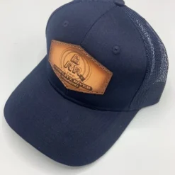 Cowlitz River Rigging Rugged Work Wear Navy CRR Logo Leather Patch Hat