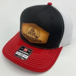 Cowlitz River Rigging Red, White & Black CRR Logo Leather Patch Hat Rugged Work Wear