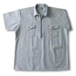 CODET Rugged Work Wear Hickory Shirt Short Sleeve Zip Big Bill