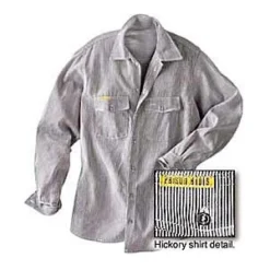 Prison Blues Long Sleeve Button-Front Hickory Work Shirts Rugged Work Wear