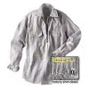 Rugged Work Wear Prison Blues Long Sleeve Zipper-Front Hickory Work Shirt