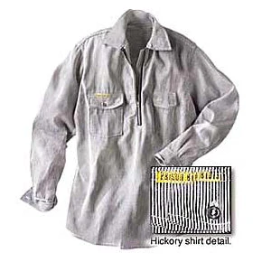 Rugged Work Wear Prison Blues Long Sleeve Zipper-Front Hickory Work Shirt 1 Rugged Work Wear Prison Blues Long Sleeve Zipper-Front Hickory Work Shirt